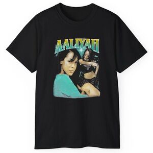 Aaliyah Black Graphic cotton T-Shirt